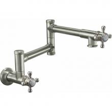 California Faucets K10-201-47-MWHT - Pot Filler - Dual Handle Wall Mount - Traditional