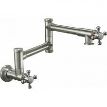 California Faucets K10-201-60-MWHT - Pot Filler - Dual Handle Wall Mount - Traditional