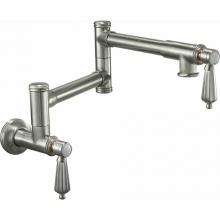 California Faucets K10-201-68-MWHT - Pot Filler - Dual Handle Wall Mount - Traditional