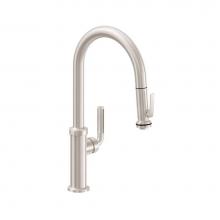 California Faucets K30-100SQ-SL-MOB - Pull-Down Kitchen Faucet with Squeeze or Button Sprayer  - High Arc Spout