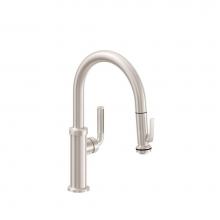 California Faucets K30-102SQ-SL-MOB - Pull-Down Kitchen Faucet with Squeeze or Button Sprayer - Low Arc Spout