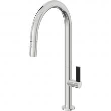 California Faucets K50-100-BFB-PC - Pull-Down Kitchen Faucet with Button Sprayer  - High Arc Spout