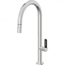 California Faucets K50-100-BRB-PC - Pull-Down Kitchen Faucet with Button Sprayer  - High Arc Spout