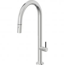 California Faucets K50-100-BSST-PC - Pull-Down Kitchen Faucet with Button Sprayer  - High Arc Spout