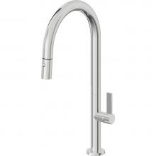 California Faucets K50-100-FB-PC - Pull-Down Kitchen Faucet with Button Sprayer  - High Arc Spout