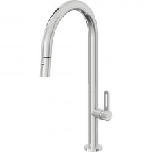 California Faucets K50-100-RB-PC - Pull-Down Kitchen Faucet with Button Sprayer  - High Arc Spout