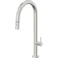 California Faucets K50-100-SST-PC - Pull-Down Kitchen Faucet with Button Sprayer  - High Arc Spout