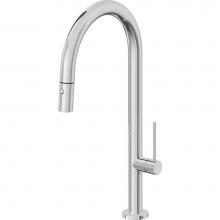 California Faucets K50-100-ST-PC - Pull-Down Kitchen Faucet with Button Sprayer  - High Arc Spout