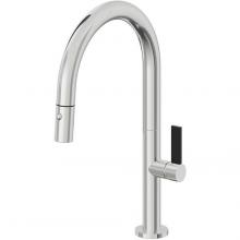 California Faucets K50-102-BFB-PC - Pull-Down Kitchen Faucet with Button Sprayer  - Low Arc Spout