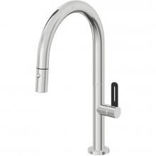 California Faucets K50-102-BRB-PC - Pull-Down Kitchen Faucet with Button Sprayer  - Low Arc Spout