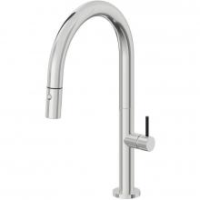 California Faucets K50-102-BSST-PC - Pull-Down Kitchen Faucet with Button Sprayer  - Low Arc Spout