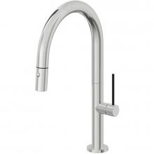 California Faucets K50-102-BST-PC - Pull-Down Kitchen Faucet with Button Sprayer  - Low Arc Spout