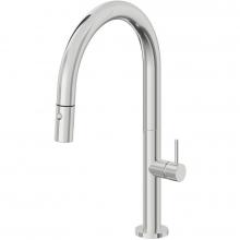 California Faucets K50-102-SST-PC - Pull-Down Kitchen Faucet with Button Sprayer  - Low Arc Spout