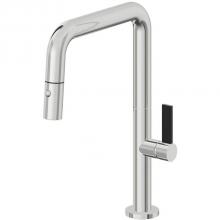 California Faucets K50-103-BFB-PC - Pull-Down Kitchen Faucet with Button Sprayer  - Quad Spout