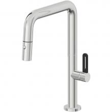 California Faucets K50-103-BRB-PC - Pull-Down Kitchen Faucet with Button Sprayer  - Quad Spout