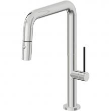 California Faucets K50-103-BST-PC - Pull-Down Kitchen Faucet with Button Sprayer  - Quad Spout