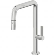 California Faucets K50-103-FB-PC - Pull-Down Kitchen Faucet with Button Sprayer  - Quad Spout