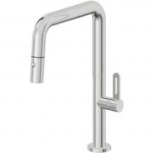 California Faucets K50-103-RB-PC - Pull-Down Kitchen Faucet with Button Sprayer  - Quad Spout