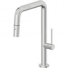 California Faucets K50-103-ST-PC - Pull-Down Kitchen Faucet with Button Sprayer  - Quad Spout