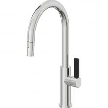 California Faucets K51-100-BFB-PC - Pull-Down Kitchen Faucet with Button Sprayer  - High Arc Spout