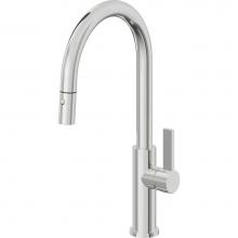 California Faucets K51-100-FB-PC - Pull-Down Kitchen Faucet with Button Sprayer  - High Arc Spout