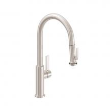 California Faucets K51-100SQ-ST-RBZ - Pull-Down Kitchen Faucet with Squeeze Handle Sprayer - High Spout