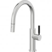 California Faucets K51-102-BST-PC - Pull-Down Kitchen Faucet with Button Sprayer  - Low Arc Spout