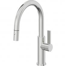 California Faucets K51-102-FB-PC - Pull-Down Kitchen Faucet with Button Sprayer  - Low Arc Spout