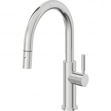 California Faucets K51-102-ST-PC - Pull-Down Kitchen Faucet with Button Sprayer  - Low Arc Spout