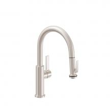 California Faucets K51-102SQ-ST-RBZ - Pull-Down Kitchen Faucet with Squeeze Handle Sprayer - Low Spout