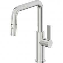 California Faucets K51-103-FB-PC - Pull-Down Kitchen Faucet with Button Sprayer  - Quad Spout