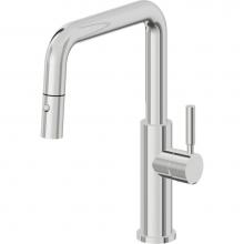 California Faucets K51-103-ST-PC - Pull-Down Kitchen Faucet with Button Sprayer  - Quad Spout