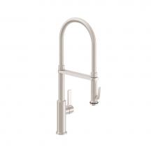 California Faucets K51-150SQ-ST-MOB - Culinary Pull-Out Kitchen Faucet with Squeeze or Button Sprayer