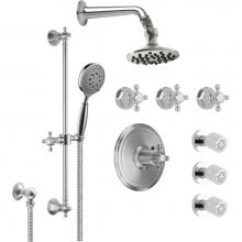 California Faucets KT08-47.25-PC - Monterey StyleTherm® 3/4'' Thermostatic Shower System with Body Spray, Handshower o