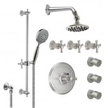 California Faucets KT08-48X.25-PC - Miramar Styletherm 1/2'' Thermostatic Shower System with Body Spray, Handshower on Slide