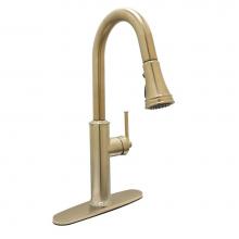 Huntington Brass K1930016-MYJ - Crest Kitchen Pulldown With Deck Plate In Satin Brass