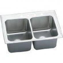 Elkay DLRQ332212X - 18 Gauge 33'' X 22'' X 12.125'' Double Bowl Kitchen Sink