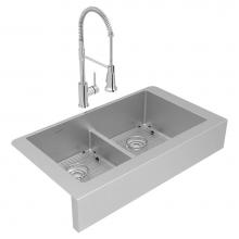 Elkay ECTRUFA32179FBC - Crosstown Stainless Steel 35-7/8'' x 20-1/4'' x 9'', Equal Double Bo