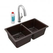 Elkay ELGU3322MC0FLC - Quartz Classic 33'' x 18-1/2'' x 9-1/2'', Equal Double Bowl Undermou