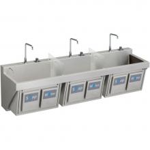 Elkay EWSF39026KWC - Stainless Steel 90'' x 23'' x 26'', Wall Hung Triple Station Surgeon