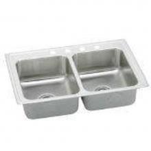 Elkay LR3722X - 18 Gauge 37'' X 22'' X 7.6'' Double Bowl Kitchen Sink