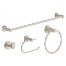 Symmons 35AC4BUNDLESTN - Dia 4-Piece Wall-Mounted Bathroom Hardware Set in Satin Nickel