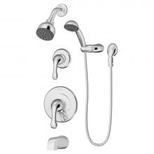 Symmons S-6606-1.5-TRM - Unity 2-Handle Tub and 1-Spray Shower Trim with 1-Spray Hand Shower in Polished Chrome (Valves Not