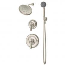 Symmons 5405-STN-1.5-TRM - Degas 2-Handle 3-Spray Shower Trim with 1-Spray Hand Shower in Satin Nickel (Valves Not Included)