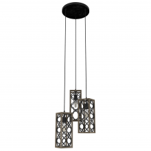 Hunter 19995 - Hunter Gablecrest French Oak and Rustic Iron 3 Light Pendant Cluster Ceiling Light Fixture