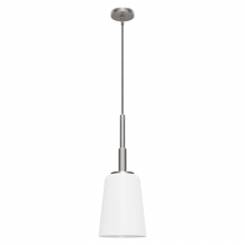 Hunter 19885 - Hunter Nolita Brushed Nickel with Cased White Glass 1 Light Pendant Ceiling Light Fixture