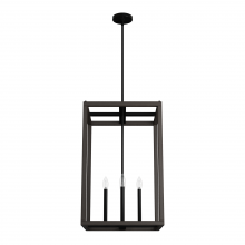 Hunter 19677 - Hunter Squire Manor Matte Black and Dark Ash 4 Light Pendant Ceiling Light Fixture