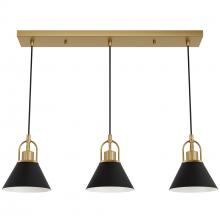 Hunter 13174 - Hunter Carrington Isle Luxe Gold and Flat Matte Black 3 Light Medium Pendant Cluster Ceiling Light