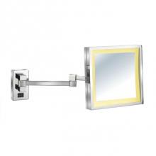 Afina Corporation MW-101 - Lighted Wall Mount Makeup Mirror 8''X 8'' - Polished Chrome