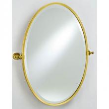 Afina Corporation RM-818-BR - 18X26 Oval Framed With Brass Gear Style With Tilt Brackets & Trim Polished Brass